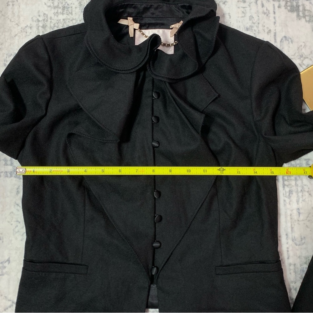 Rebecca Taylor Black Button Down Jacket/Blouse With Ruffle Detail 6 - Picture 10 of 13